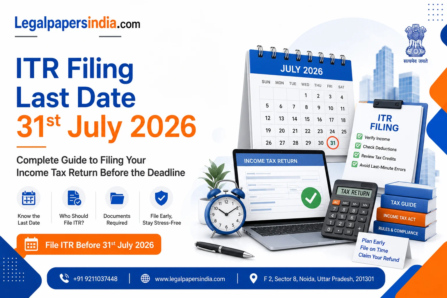 ITR Filing Last Date 31st July 2026